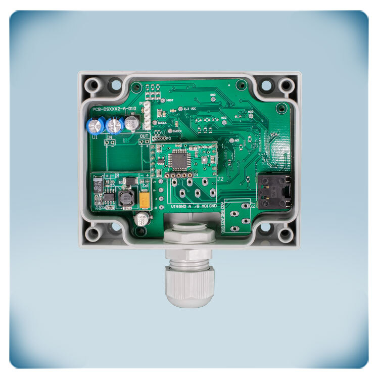 Electronic circuit board in plastic enclosure