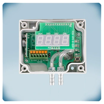 Sensor und Display mit Alarmanzeige für Differenzdruckmessung oder Luftvolumenstrommessung