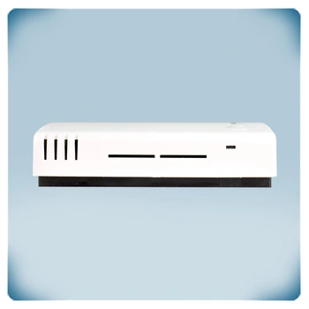 Weißes Gehäuse mit Luftstromausschnitten und LED-Anzeigen Unterputzmontage 24 VDC 24 VAC Temperatur
