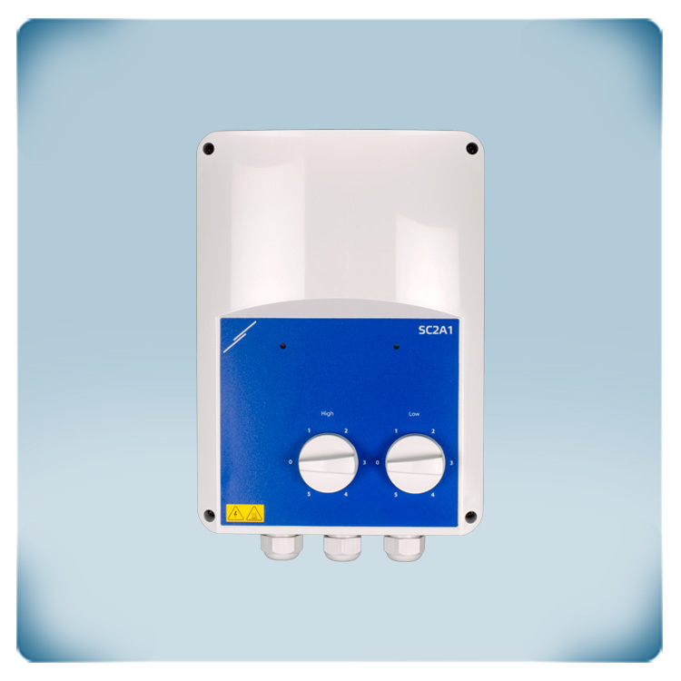 2 x 5-stufiger Transformator mit Schaltung hoch/niedrig für Tag / Nacht Regelung 230 VAC 7.5 A