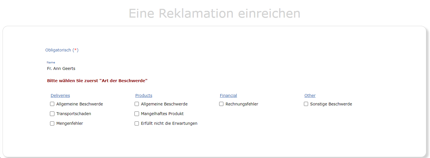 Eine Reklamation einreichen