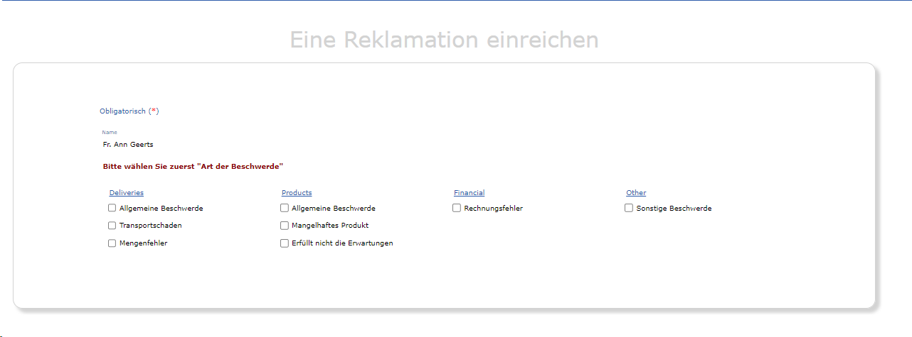 Reklamation Produkt