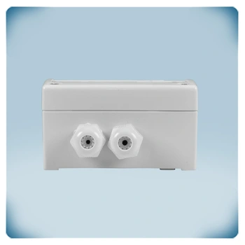 Light grey plastic enclosure cable glands