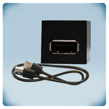 Black enclosure with USB-A socket, USB-A to USB-A cable