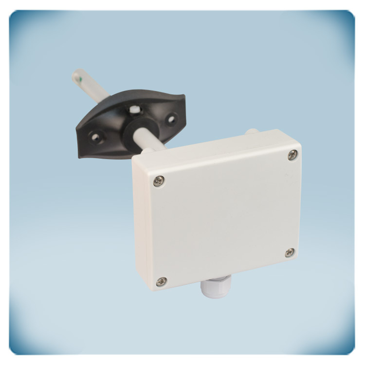 Grey plastic enclosure with cable gland
