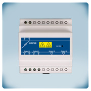 Light grey enclosure for DIN rail blue yellow front label