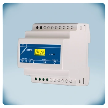 Light grey enclosure for DIN rail blue yellow front label