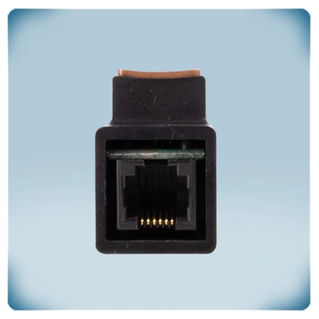 Sensor in black enclosure with copper contact plate and RJ12 connector