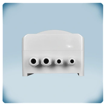 Gray plastic enclosure with 4 cable glands