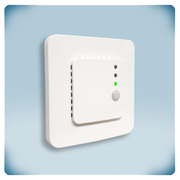 White plastic cover with green LED