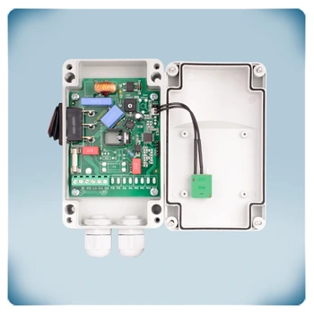 PCB with electronic components in plastic enclosure