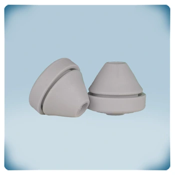 cone-shaped light grey piece of plastic