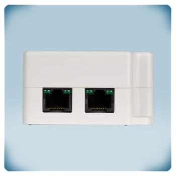 White plastic enclosure with two RJ45 sockets