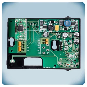 Electronic circuit in black plastic enclosure