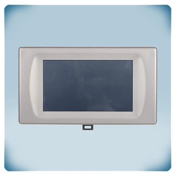 Grey plastic enclosure with touchscreen