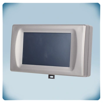 Grey plastic enclosure with touchscreen