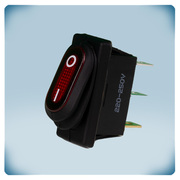 Black plastic illuminated ON OFF switch