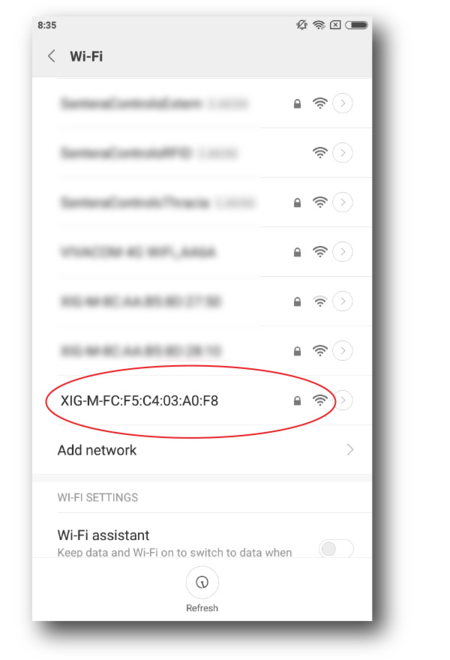 Screenshot with a list of available Wi-Fi networks