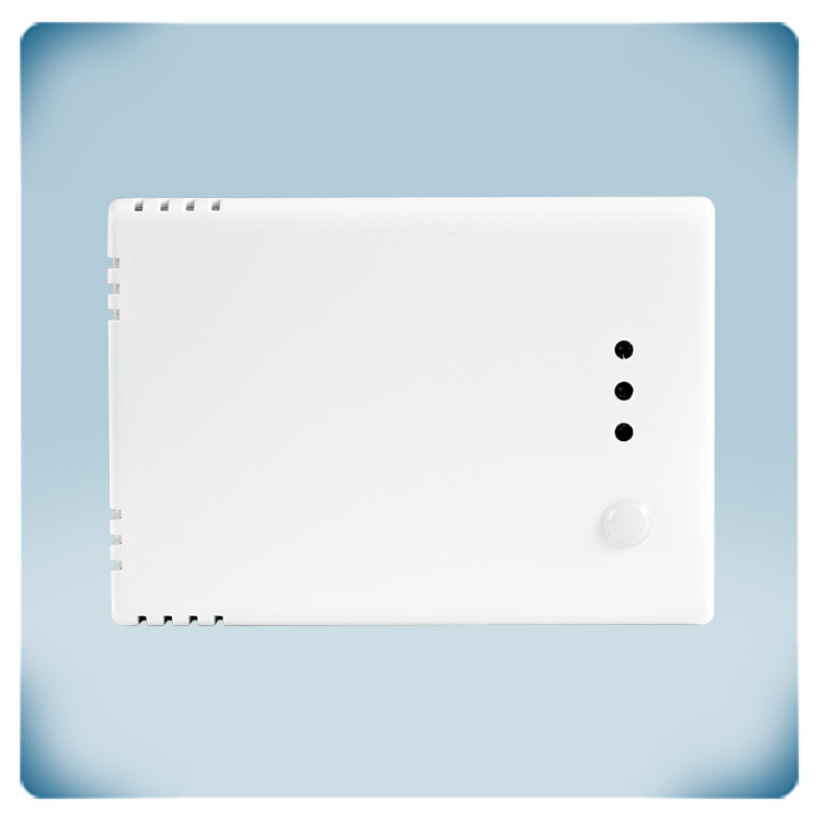 Caja de plástico blanca, 3 LEDS, ranuras para el flujo de aire