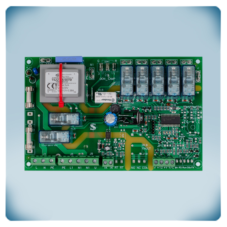Imagen de la placa de circuito impreso con componentes electrónicos