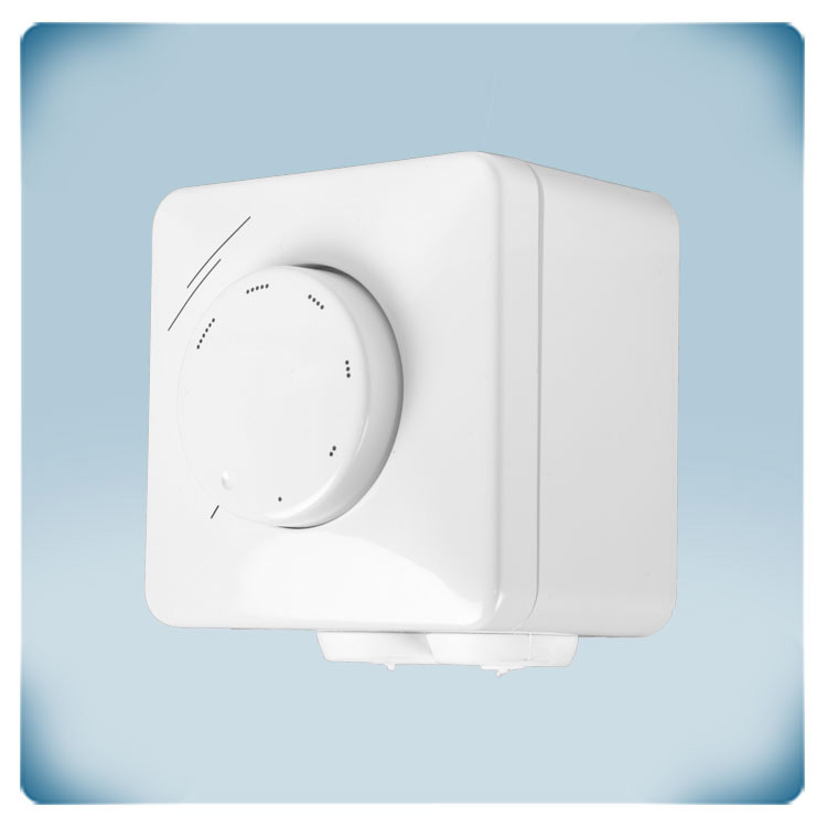 Boîtier en plastique blanc avec bouton et marquage
