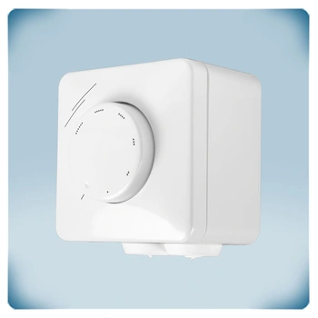 Boîtier en plastique blanc avec bouton et marquage