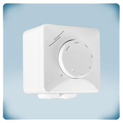 Boîtier en plastique blanc avec bouton et marquage