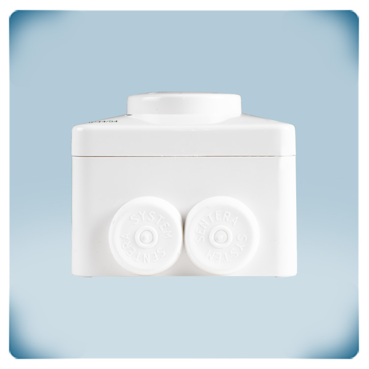 Boîtier en plastique blanc avec bouton