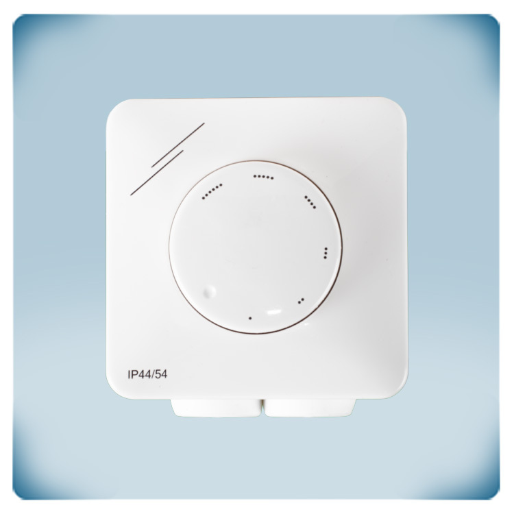Boîtier en plastique blanc avec bouton et marquage