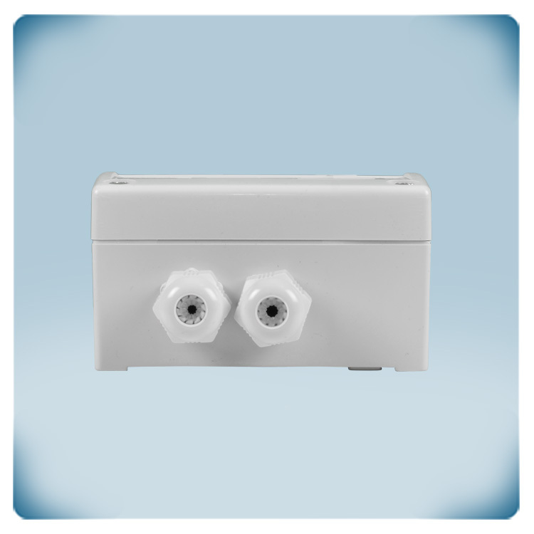 Contenitore in plastica grigio chiaro con pressacavi