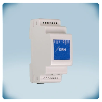 Kunststof behuizing voor DIN-rail met blauw PVC-label