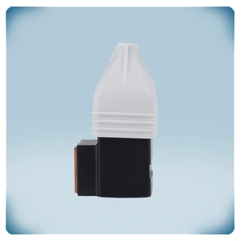 Sensor zwarte behuizing met koperen contactplaat en lichtgrijs afdekking