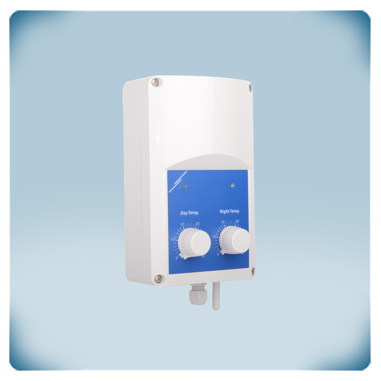 Enfas 230 VAC | tvåfas 400 VAC värmare | potentiometer temperaturbörvärde | 2 digitala ingångar | 6kW | PT500
