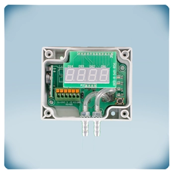 Givare med display för differenstryck eller luftflöde i intervall -125 Pa till 125 Pa, 24 VDC PoM, kretskort
