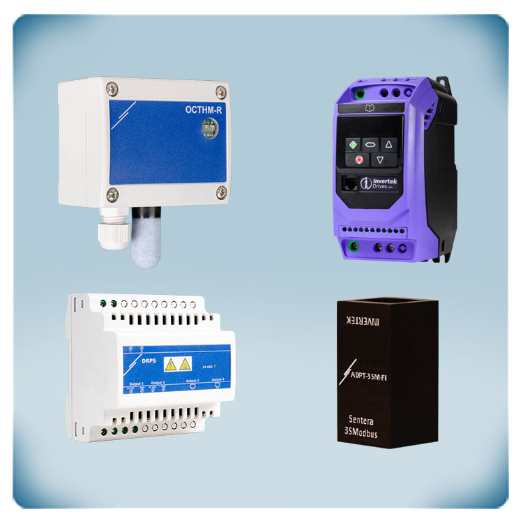 Temperatur fuktighetsreglering | IP20 | 3 x 400 V AC motor | 2,2 A
