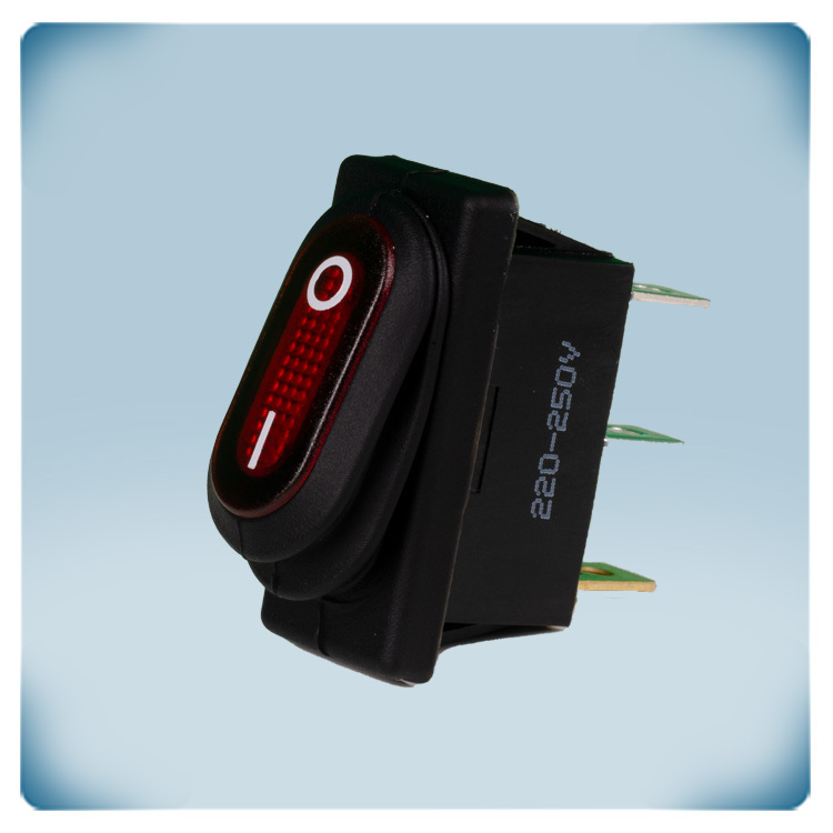 Belyst ON/OFF-brytare Svart plast belysad ON/OFF-omkopplare